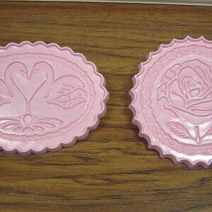 2 pink plastic cookie stamps/embossers-Valentine's Day/wedding